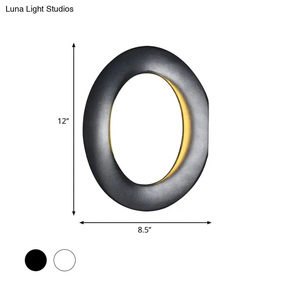 Modern oval black and white led mirror bedroom wall light with matte black exterior and warm gold ring 110v-120v maximum bulb wattage