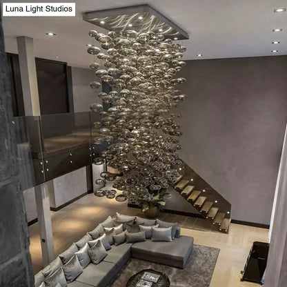 DecorBites™ modern oval bubble ball chandelier with translucent glass orbs for dining room lighting fixtures