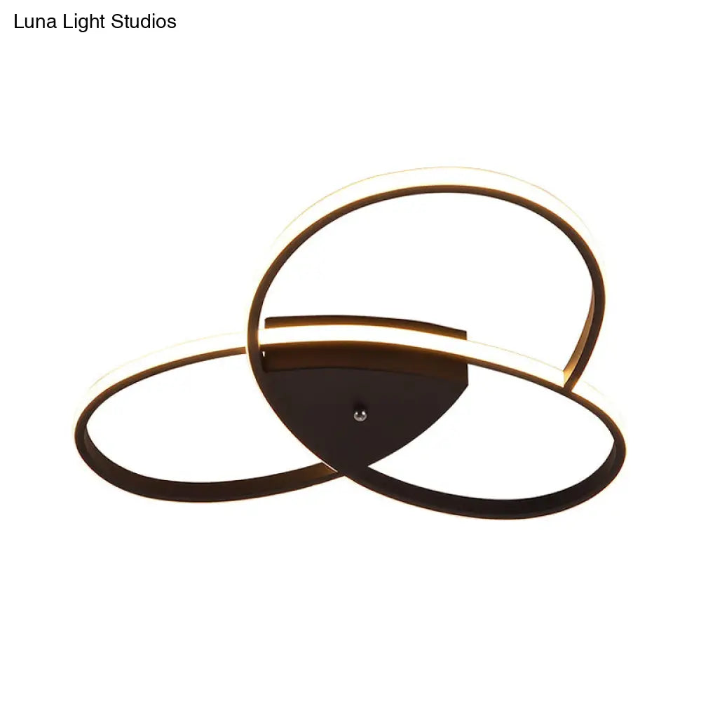 DecorBites™ DecorBites™ Modern Oval Ceiling Flush Metallic LED Bedroom Semi Flush Mount Lighting - 19"/25.5" Width - Black/Gold - Warm/White Light