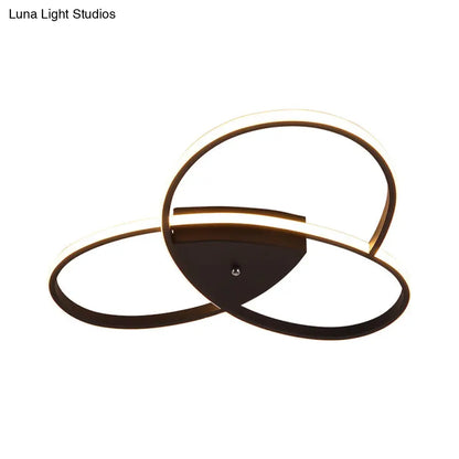 DecorBites™ DecorBites™ Modern Oval Ceiling Flush Metallic LED Bedroom Semi Flush Mount Lighting - 19"/25.5" Width - Black/Gold - Warm/White Light