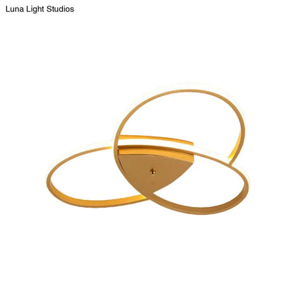 DecorBites™ DecorBites™ Modern Oval Ceiling Flush Metallic LED Bedroom Semi Flush Mount Lighting - 19"/25.5" Width - Black/Gold - Warm/White Light