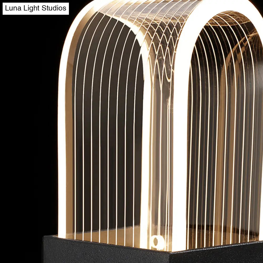 Lámpara de araña ovalada moderna - Acrílico, 6/8/12 luces, colgante para salón con varilla negra - Luz cálida/blanca