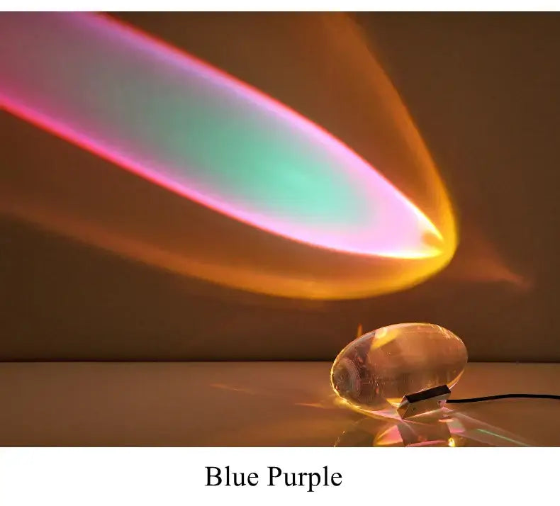 Modern oval crystal led table lamp emitting vibrant blue and purple light for bedroom decorbites crystal led decor
