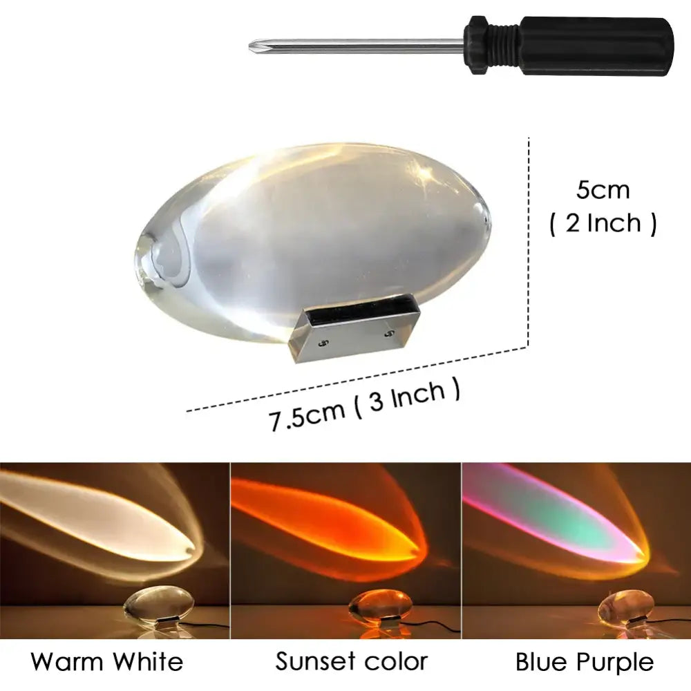 Modern oval crystal led table lamp with translucent design, metallic base, and three colors for bedroom ambient lighting