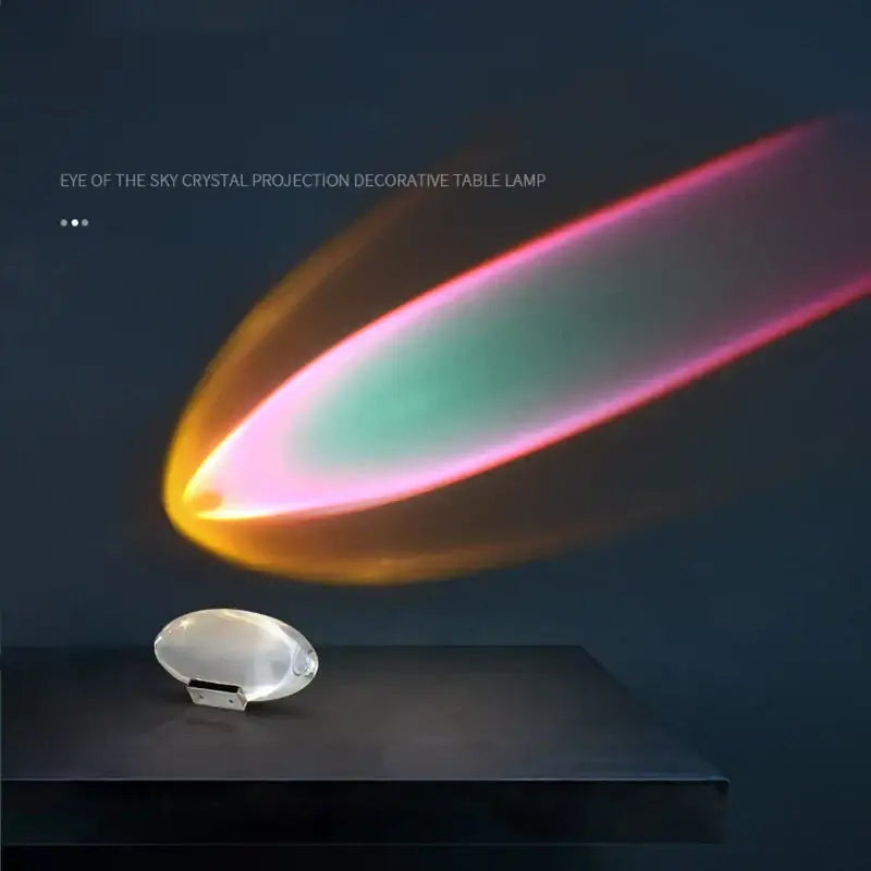 Modern oval crystal led table lamp with sleek translucent base projecting vibrant rainbow light for bedroom decorbites crystal led