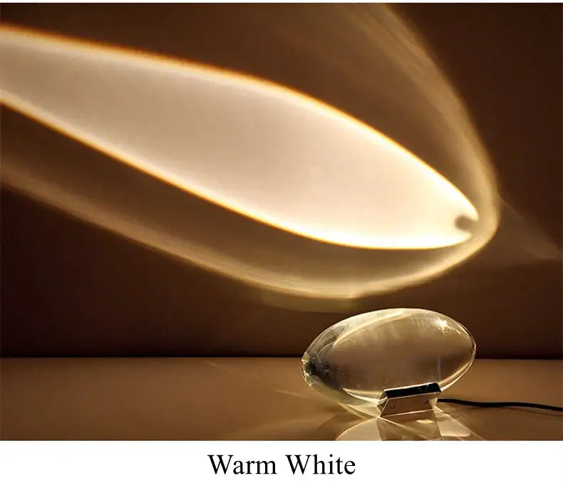 Modern oval crystal led table lamp with warm white light and transparent base for bedroom decorbites crystal led lighting
