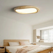 Modern oval decorbites led wood chandelier with natural wood finish and warm glow for living room lighting
