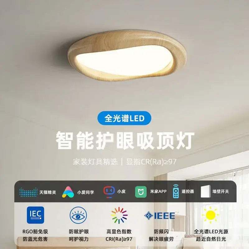 Modern oval decorbites led wood chandelier with natural wood finish frame and soft white led illumination for living room lighting