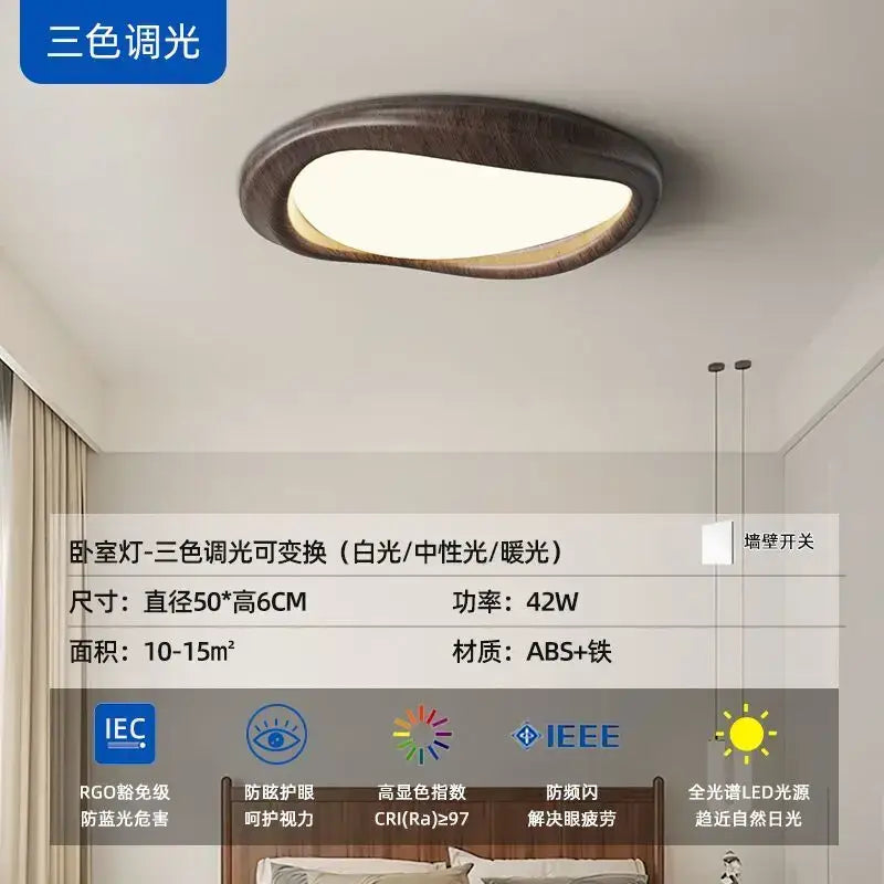 A modern oval decorbites led wood chandelier with dark wood finish and warm white led illumination for living room lighting