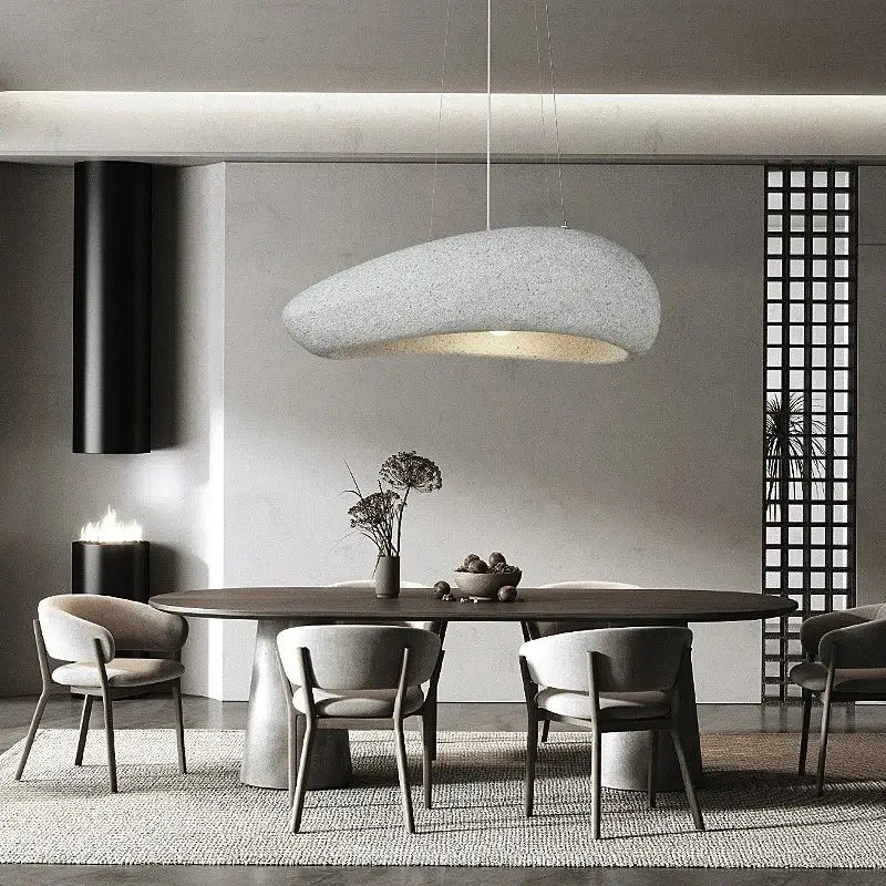 Modern oval gray and gold textured cloud pendant lights with warm glow for dining room decorbites loft e27 lighting