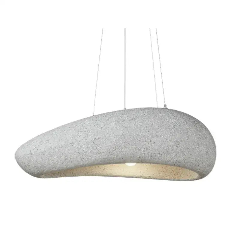 Modern oval gray textured stone pendant light with warm gold interior glow for decorbites loft e27 dining room decor