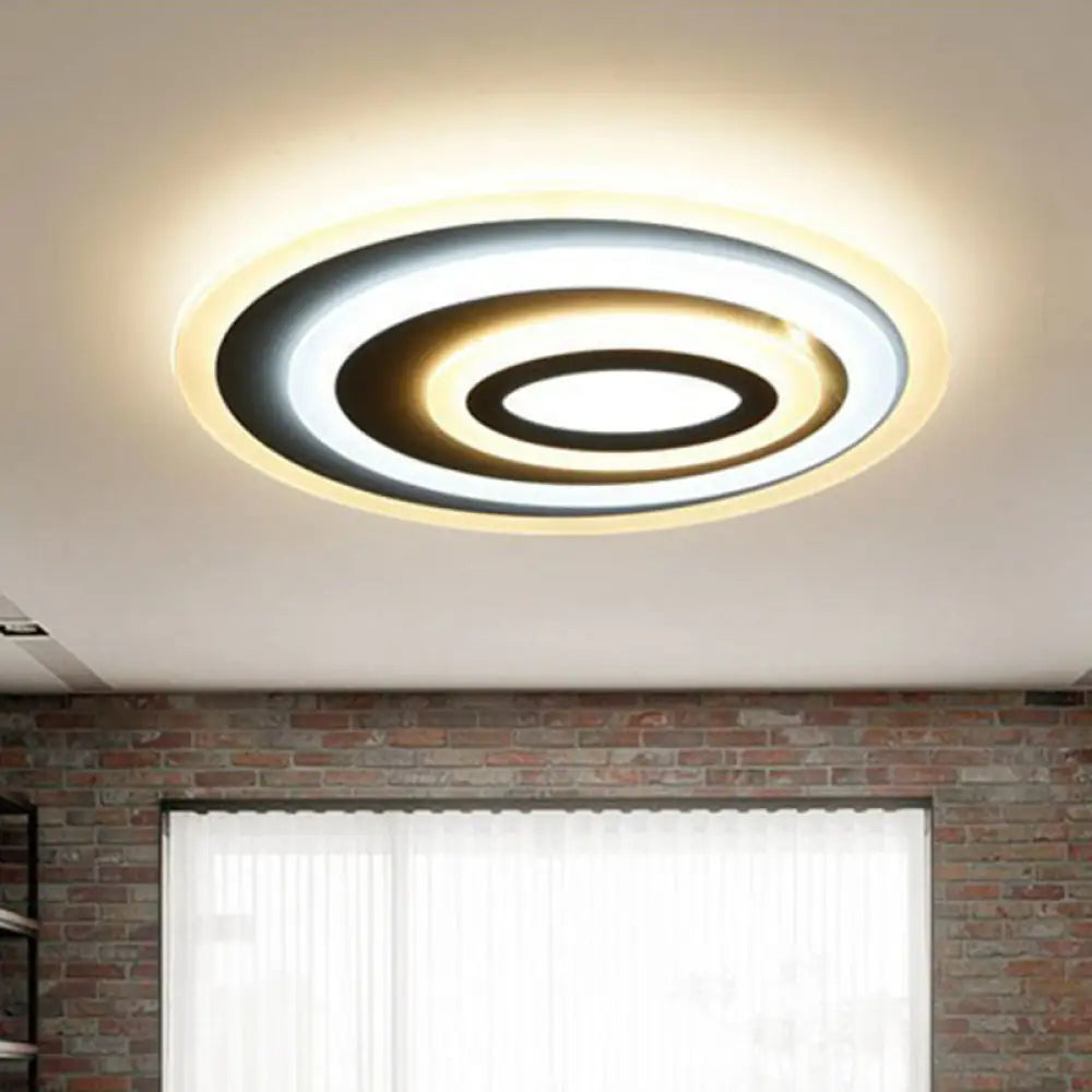 DecorBites™ DecorBites™ Modern Oval LED Flush Mount Ceiling Light in White Acrylic for Bedrooms