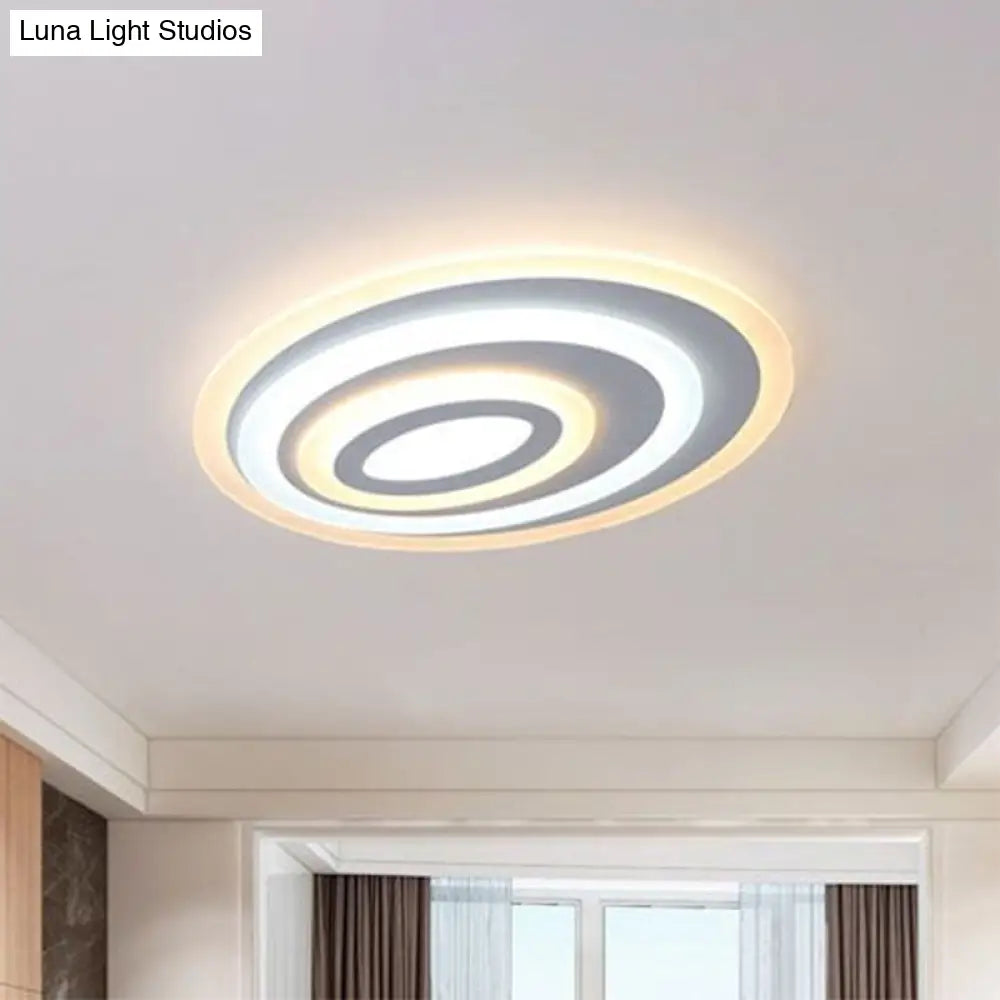 DecorBites™ DecorBites™ Modern Oval LED Flush Mount Ceiling Light in White Acrylic for Bedrooms