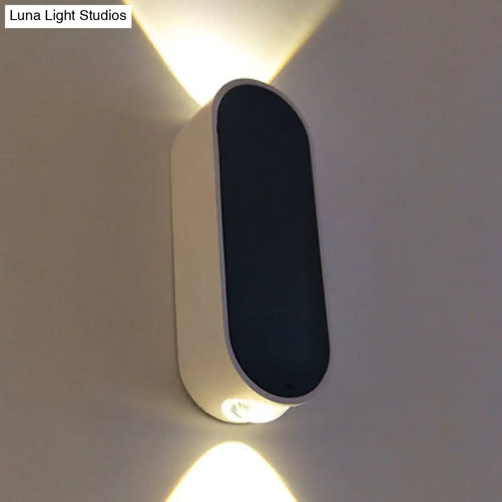 DecorBites™ DecorBites™ Modern Oval LED Wall Sconce Light - Sleek Black Aluminum Design, Warm/White Lighting for Bedroom