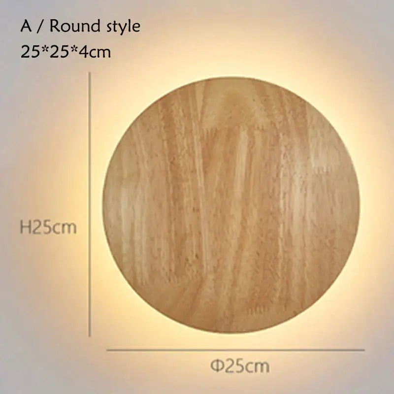 Modern oval led wooden wall lamp with natural light wood grain finish 25cm diameter for bedroom decorbites led wooden lighting
