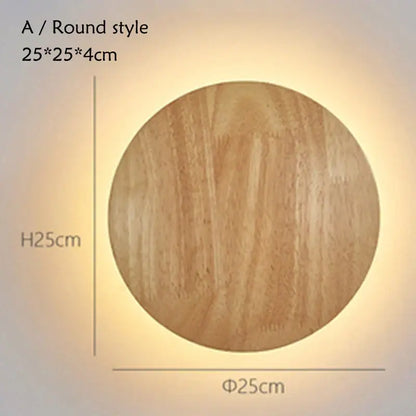 Modern oval led wooden wall lamp with natural light wood grain finish 25cm diameter for bedroom decorbites led wooden lighting