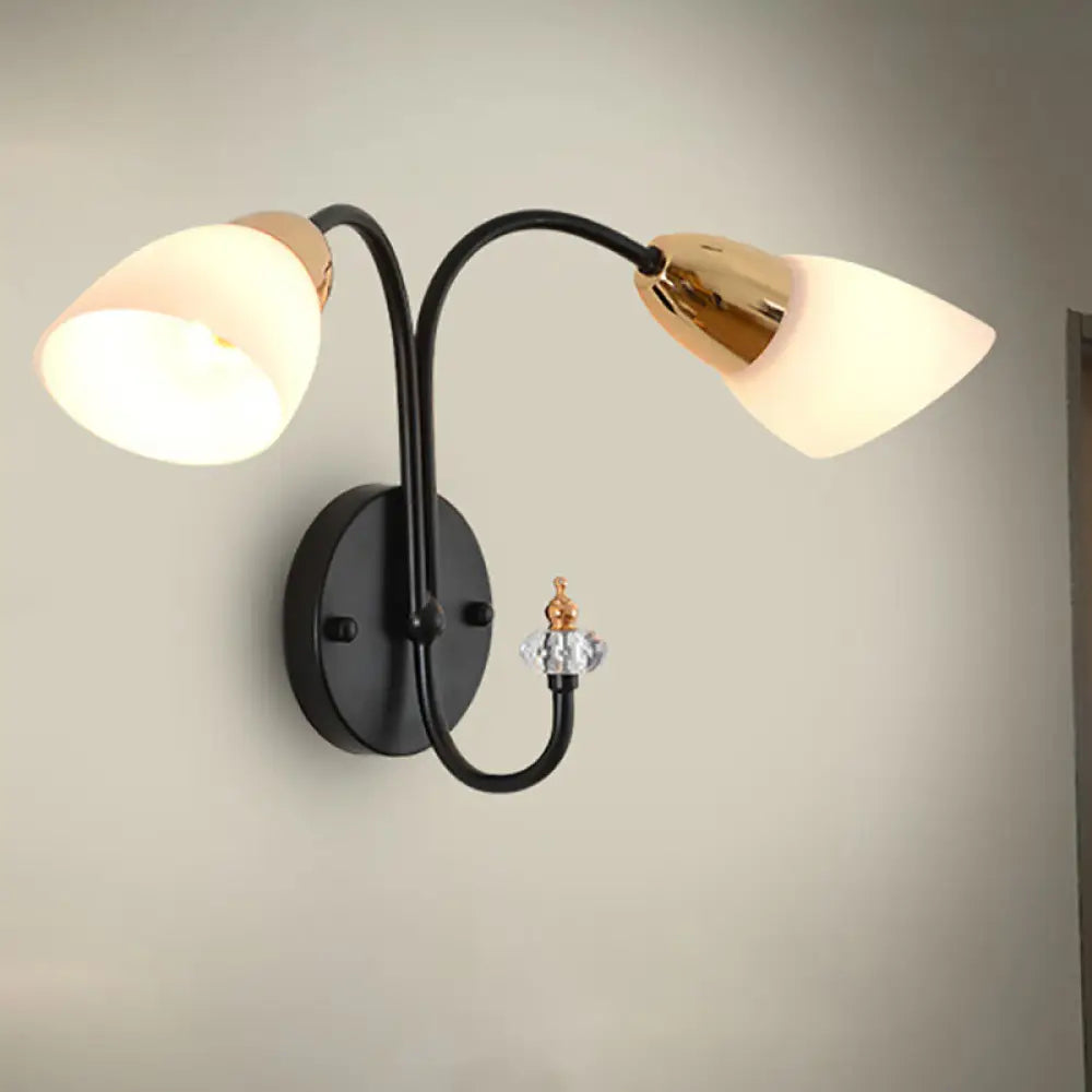 DecorBites™ DecorBites™ Modern Oval Milky Glass Wall Mounted Lamp: Black Living Room Sconce Light