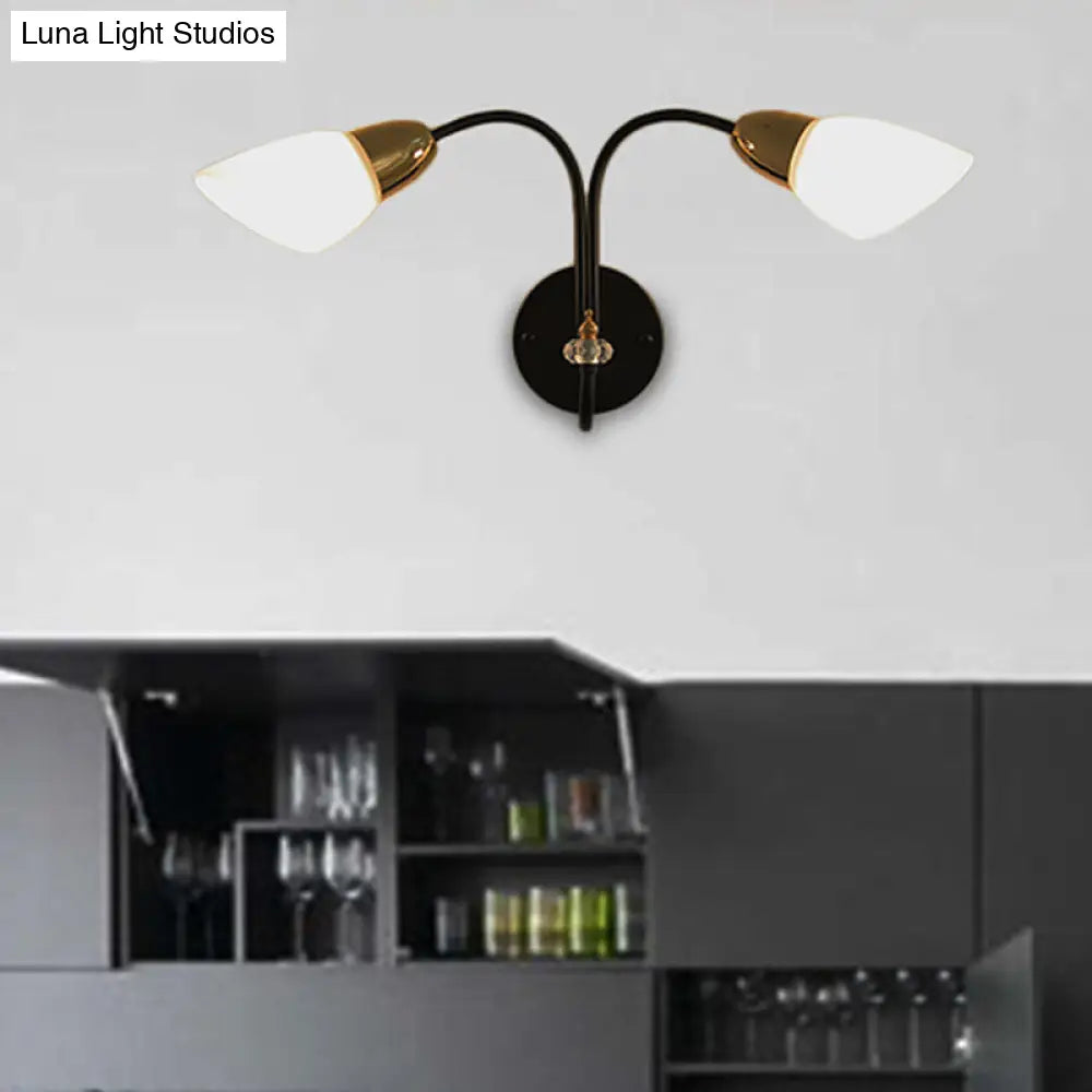 DecorBites™ DecorBites™ Modern Oval Milky Glass Wall Mounted Lamp: Black Living Room Sconce Light