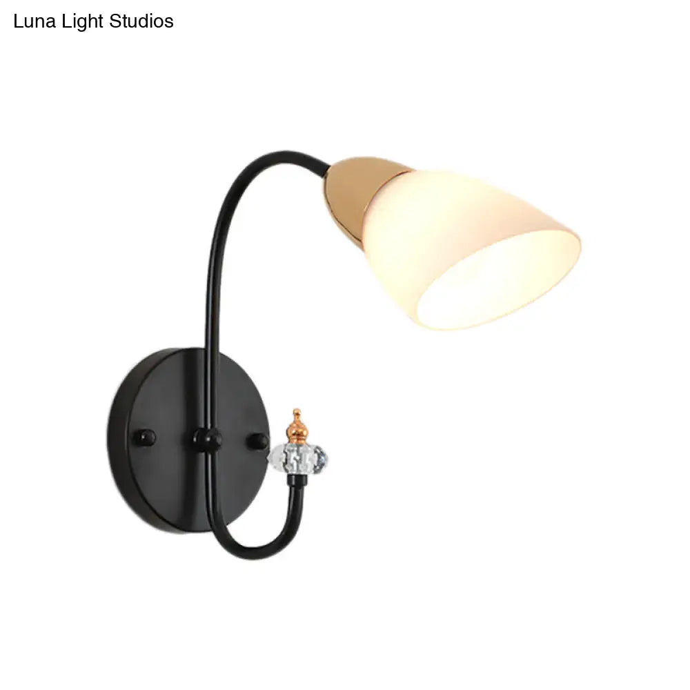 DecorBites™ DecorBites™ Modern Oval Milky Glass Wall Mounted Lamp: Black Living Room Sconce Light