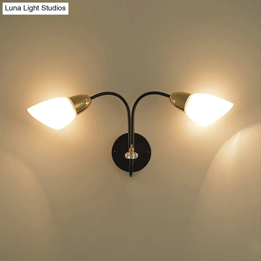 DecorBites™ DecorBites™ Modern Oval Milky Glass Wall Mounted Lamp: Black Living Room Sconce Light