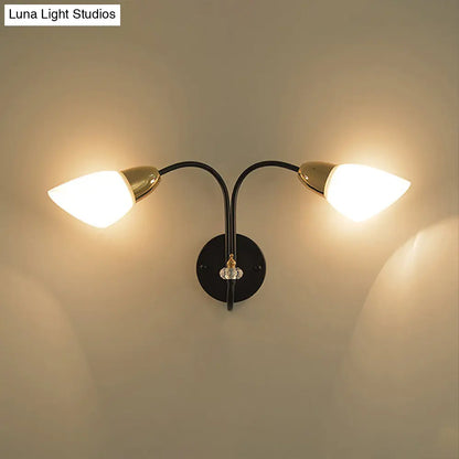 DecorBites™ DecorBites™ Modern Oval Milky Glass Wall Mounted Lamp: Black Living Room Sconce Light