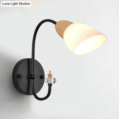 DecorBites™ DecorBites™ Modern Oval Milky Glass Wall Mounted Lamp: Black Living Room Sconce Light