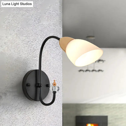 DecorBites™ DecorBites™ Modern Oval Milky Glass Wall Mounted Lamp: Black Living Room Sconce Light