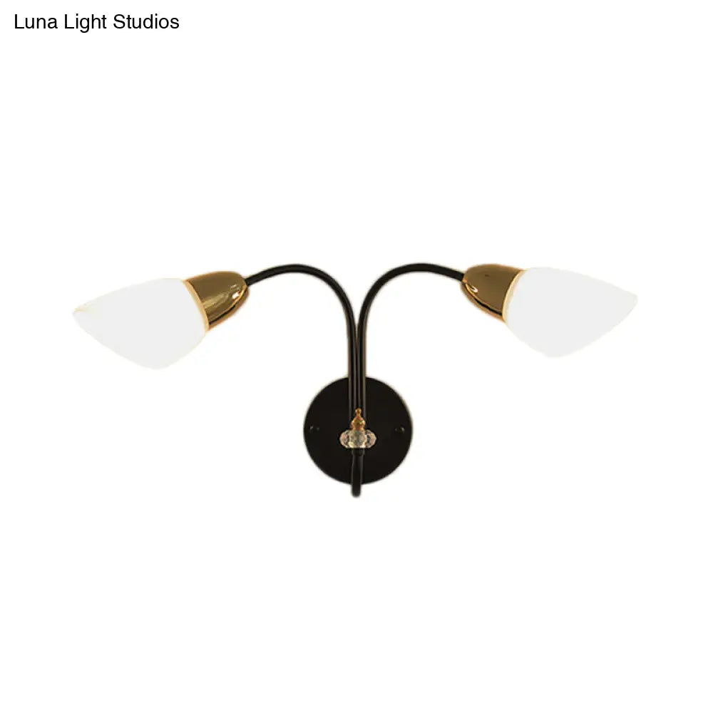 DecorBites™ DecorBites™ Modern Oval Milky Glass Wall Mounted Lamp: Black Living Room Sconce Light