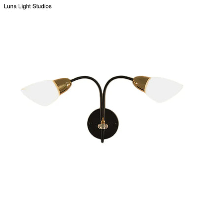 DecorBites™ DecorBites™ Modern Oval Milky Glass Wall Mounted Lamp: Black Living Room Sconce Light