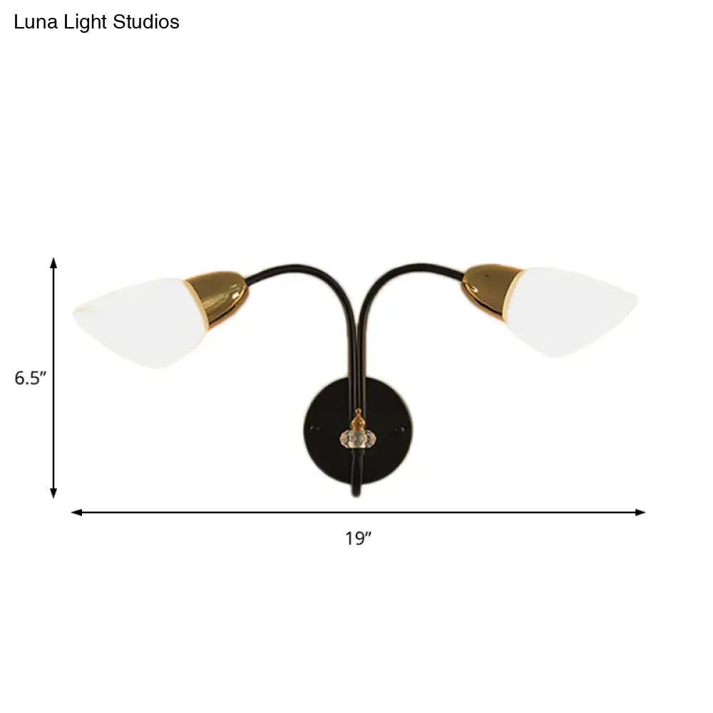 DecorBites™ DecorBites™ Modern Oval Milky Glass Wall Mounted Lamp: Black Living Room Sconce Light