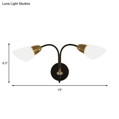 DecorBites™ DecorBites™ Modern Oval Milky Glass Wall Mounted Lamp: Black Living Room Sconce Light