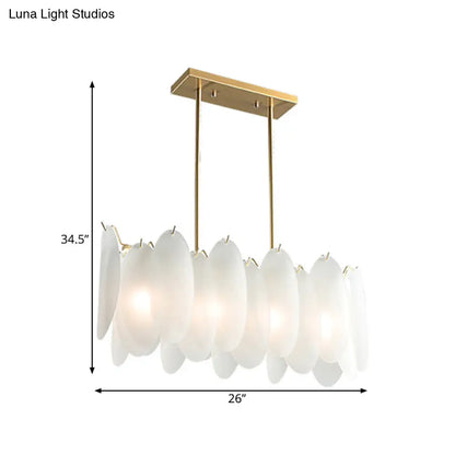مصباح معلق بيضاوي حديث من DecorBites™ - زجاج حليبي - 4 مصابيح - لمسة نهائية ذهبية