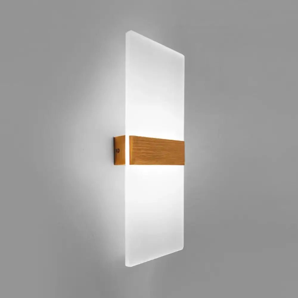 Modern oval rectangular convex led wall sconce with frosted glass panel and warm wood accent for bedroom lighting