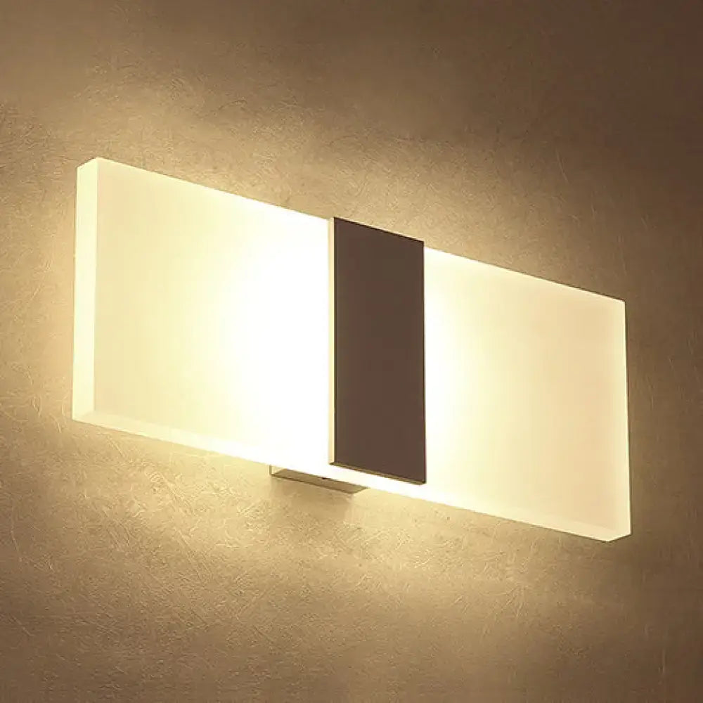 Modern oval rectangular convex led wall sconce with sleek dark matte bar and frosted glass panels for bedroom lighting