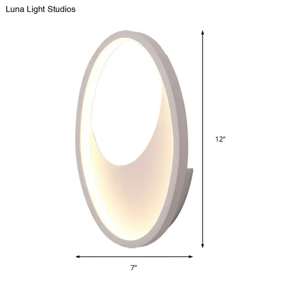 Modern oval white led wall lamp with sleek finish and warm glow suitable for 110v-120v and 220v-240v use