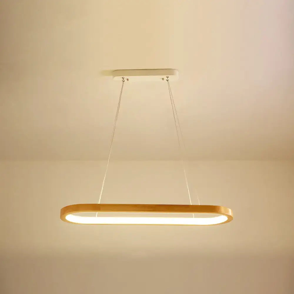Modern oval wood led island pendant light with warm glow and sleek wooden frame for living room pendant lighting