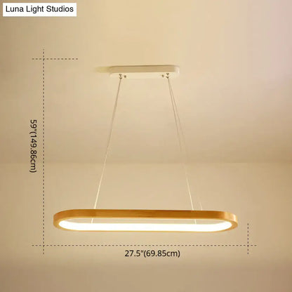 Modern oval wood led island pendant light with a sleek gold frame and warm glow for living room pendant lighting