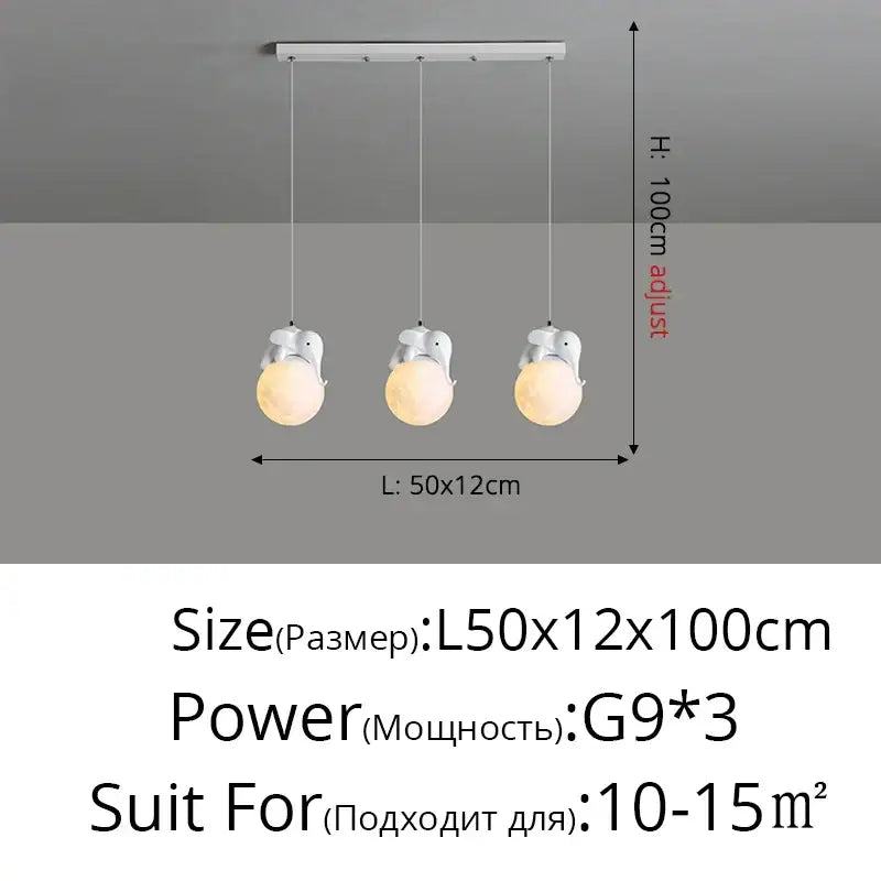 Modern panda bear bedroom wall lamp white glass pendant light with elephant-shaped design and three spherical bulbs decorbites bear bedroom