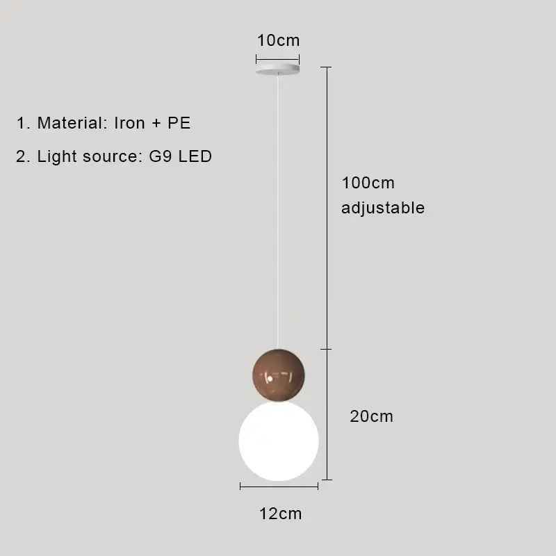 Modern two-tiered pendant light in matte brown and white iron and pe offering versatile light color options for dining rooms