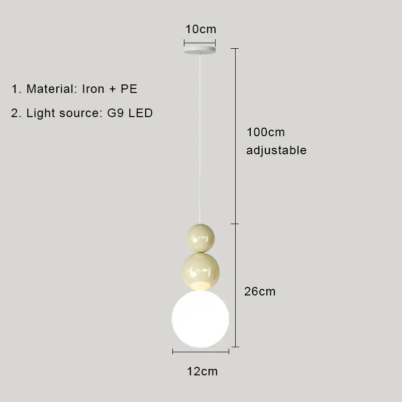 Adjustable modern pendant light with three matte cream iron and pe shades featuring light color options for dining rooms