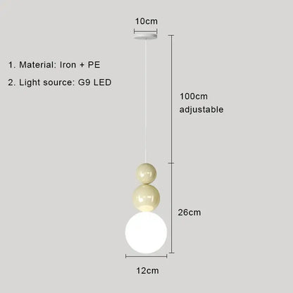 Adjustable modern pendant light with three matte cream iron and pe shades featuring light color options for dining rooms