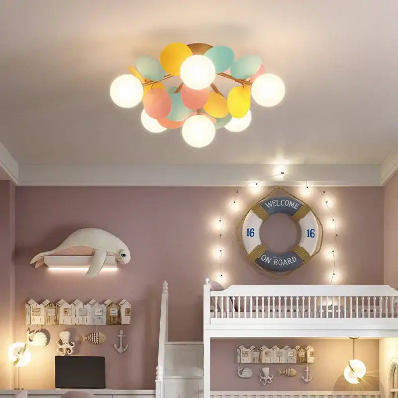 Modern pastel balloon ceiling light fixture with playful design as a ceiling light for kids bedroom interior