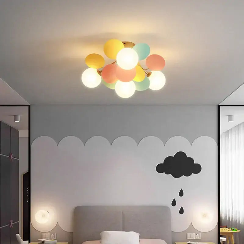 Modern pastel balloon ceiling light fixture with warm glow designed as a ceiling light for kids bedroom