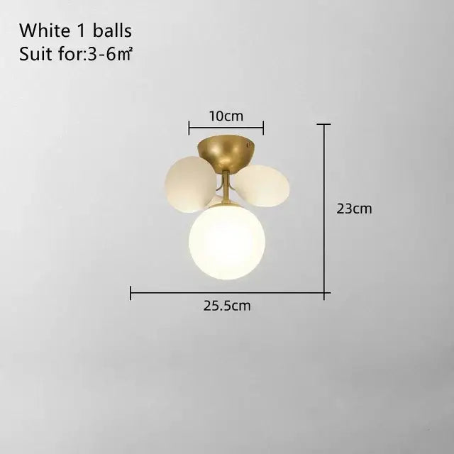 Modern pastel balloon ceiling light fixture with gold-toned metal and frosted white globes for kids bedroom ceiling light fixture