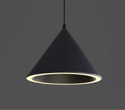 Black conical pendant light with glowing inner rim showcasing decorbites cone shape and versatile lighting methods for modern kitchen decor