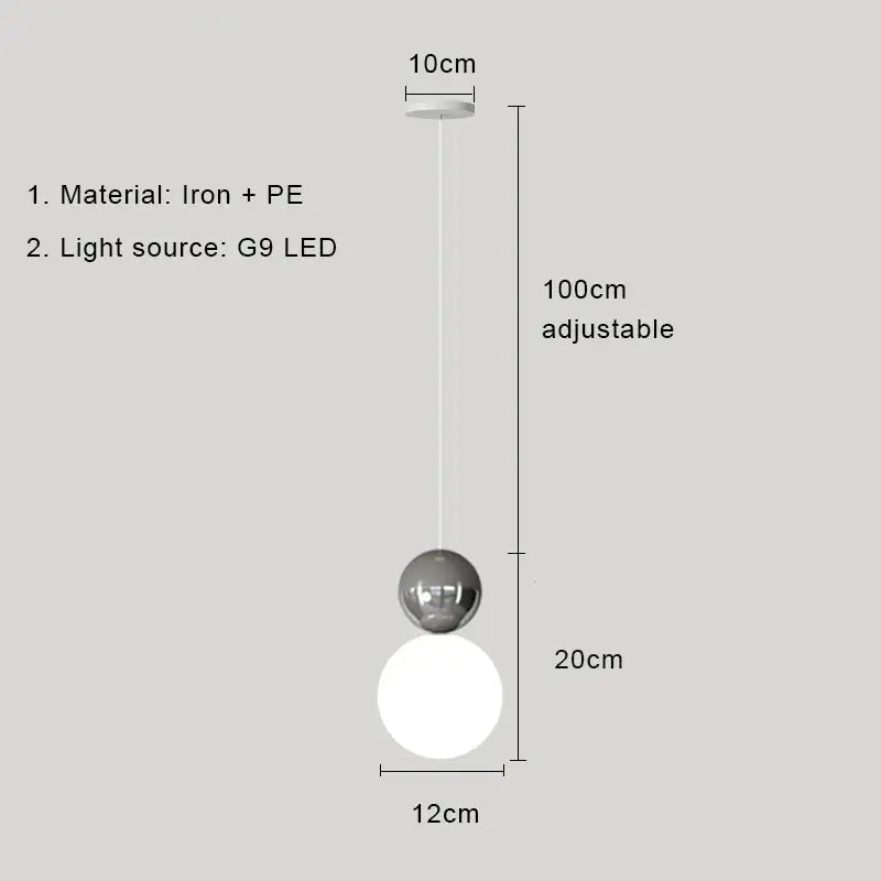 Modern pastel cream nordic led pendant light featuring two-sphere iron and pe design for bedroom decorbites cream nordic