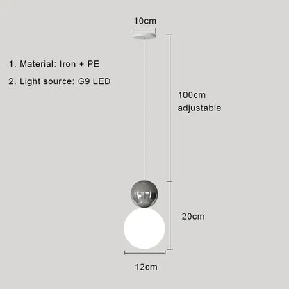 Modern pastel cream nordic led pendant light featuring two-sphere iron and pe design for bedroom decorbites cream nordic
