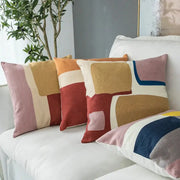 A set of four modern pastel geometric cushion cover throw pillows in textured fabric for living room decorbites geometric cushion decor