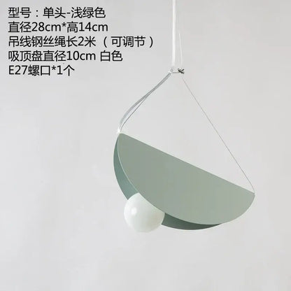 Modern pastel geometric iron pendant light with matte pale green shade and white bulb for dining room decorbites geometric iron pendant