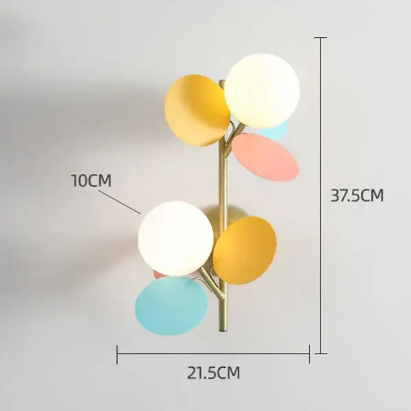 Modern pastel macaron acrylic wall lamp with gold frame and colorful spherical shades for children’s bedroom decorbites colorful macaron